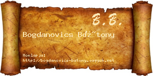 Bogdanovics Bátony névjegykártya